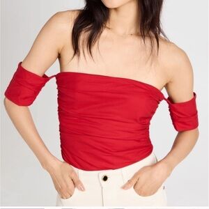 Reformation Adan Off-Shoulder Top on Red‎ Size 12